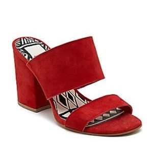 Dolce red suede block heel Elize sandals